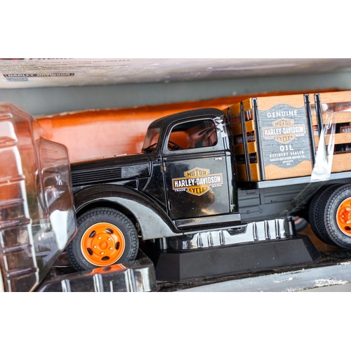 524 - Harley Davidson Motor Cycles diecast promotions 1940 Ford Skate truck 1/16 scale boxed plus a Harley... 