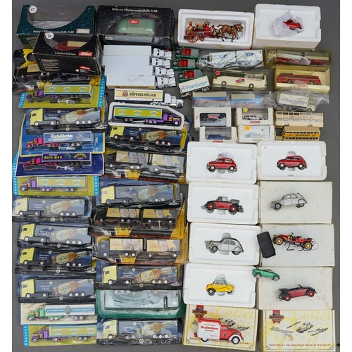 537 - 2 boxes of Dinky Matchbox diecast Schuco etc. mostly boxed.  Boxes water damaged