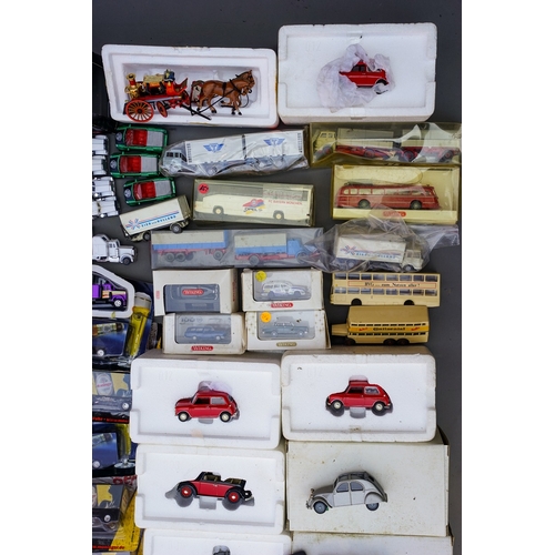 537 - 2 boxes of Dinky Matchbox diecast Schuco etc. mostly boxed.  Boxes water damaged