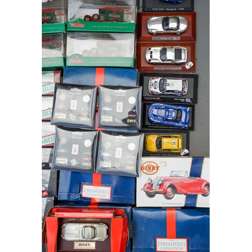 549 - A collection of Welly, Brumm, Vitesse, Maisto boxed diecast vehicles, unboxed diecast, wooden rack f... 