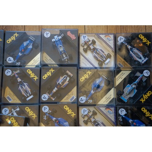 560 - One tray of 30 plus Onyx, Minichamps etc.  F1 racing cars, boxed