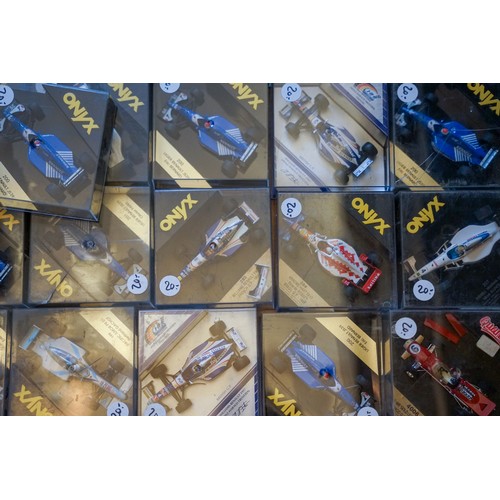 560 - One tray of 30 plus Onyx, Minichamps etc.  F1 racing cars, boxed