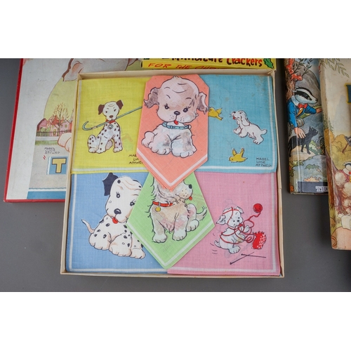 571 - A box of vintage children's toys and other juvenalia, including a boxed OK of Hong Kong 'Noddy and D... 