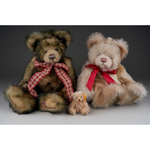 602 - 2 jointed Charlie bears together with a small jointed Steiff bear (3)