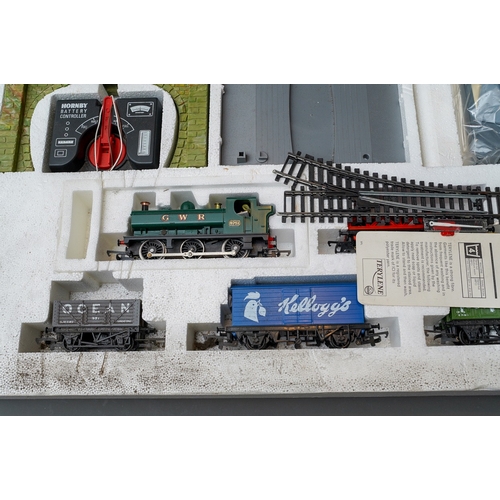 624 - A vintage Hornby Railways GWR Freight Electric Train Set, (unchecked but appears complete),  partial... 