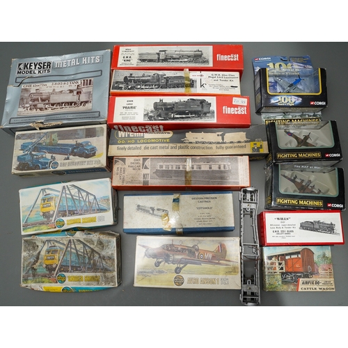 626 - Box of vintage DIY model trains and RAF airplanes