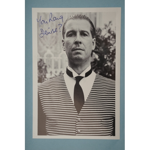 653 - Autographs, a folder containing approximately one hundred signed publicity cards, photographs and le... 