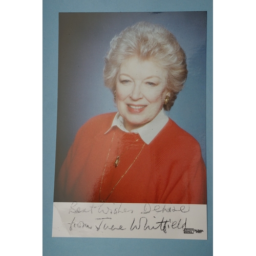 653 - Autographs, a folder containing approximately one hundred signed publicity cards, photographs and le... 