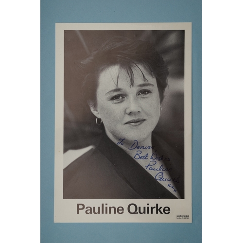 653 - Autographs, a folder containing approximately one hundred signed publicity cards, photographs and le... 