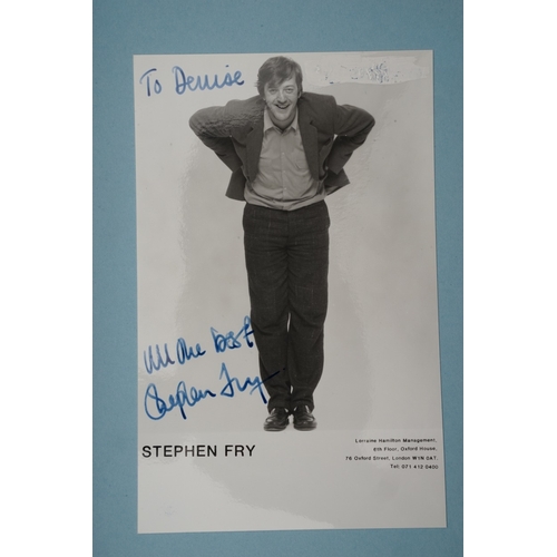 653 - Autographs, a folder containing approximately one hundred signed publicity cards, photographs and le... 