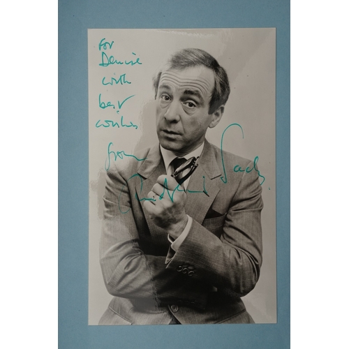 653 - Autographs, a folder containing approximately one hundred signed publicity cards, photographs and le... 