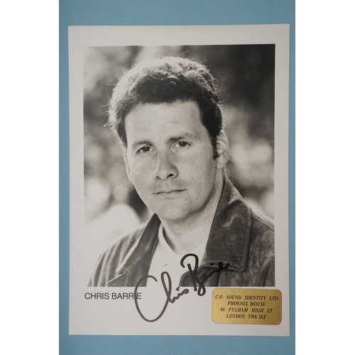 653 - Autographs, a folder containing approximately one hundred signed publicity cards, photographs and le... 