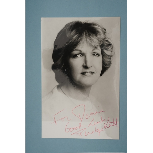 653 - Autographs, a folder containing approximately one hundred signed publicity cards, photographs and le... 