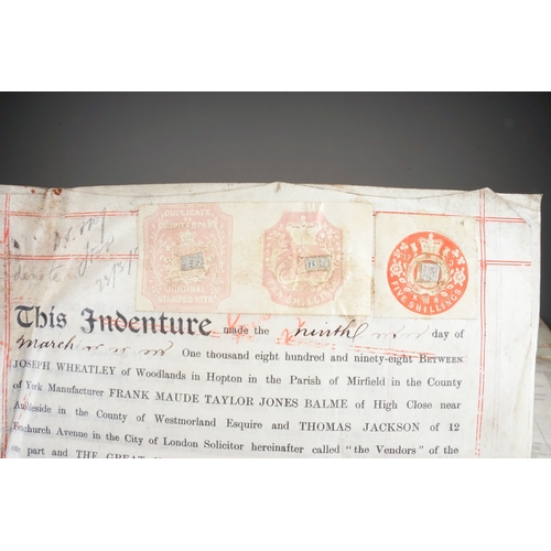 684 - A collection of ten 19th century indentures and leases and a small quantity of The London Gazette pa... 