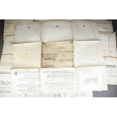 684 - A collection of ten 19th century indentures and leases and a small quantity of The London Gazette pa... 