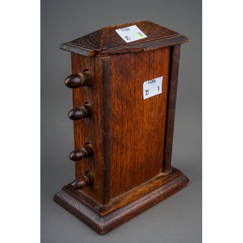 693 - An Edwardian oak perpetual desk calendar, approx 17cm high