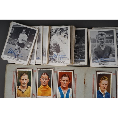 697 - Football: 38 vintage A & BC Footballers 1961 black and white signed cards, blank backs together with... 