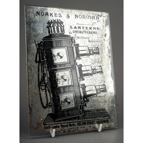 706 - An early 20th Century Noakes & Norman Manufacturer of Lanterns Cinematographs printed silvered adver... 