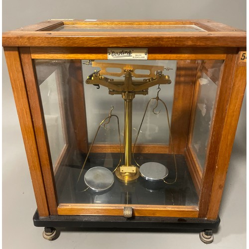 745 - A cased L Oertling of London Model 48 scientific balance scales, in wooden and glazed case, the case... 