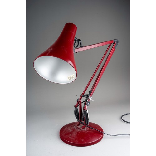 751 - A burgundy model 90 Anglepoise desk lamp, circular base, max height 81cm