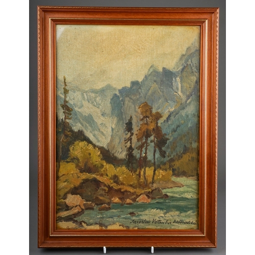 789 - Jaroslav Votnuba Bidovodiska /(Bielovodska) (20th Century) Rocky river gorge, oil on board, signed l... 