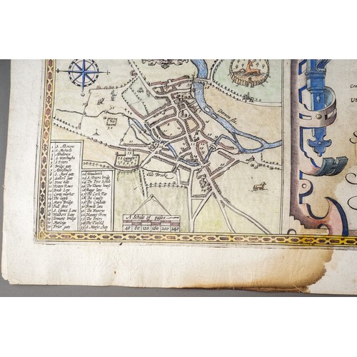 790 - Derbyshire, John Speed (1552-1629, a two-page map, 'Darbieshire defcribed Anno 1610 Performed by Joh... 