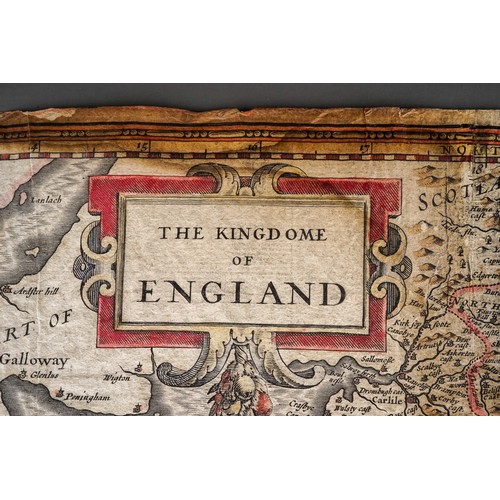 791 - Christopher Saxton (1540-1610) and John Speed (1552-1629), THE KINGDOME OF ENGLAND, a two page hand ... 