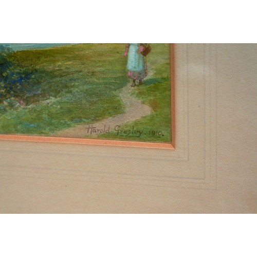 809 - Two Harold Gresley signed framed watercolours, both signed lower right and dated 1910. In original g... 