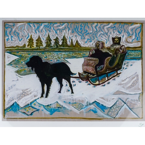 811 - Billy Childish (b.1959)
Dog Sleigh 
print, 25 x 35cm
signed in colour pencil on the mount, titled an... 