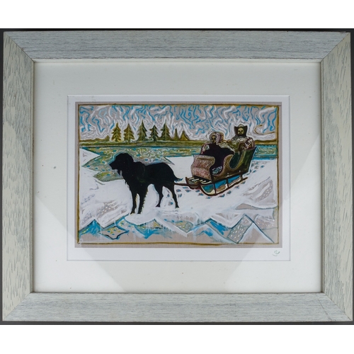 811 - Billy Childish (b.1959)
Dog Sleigh 
print, 25 x 35cm
signed in colour pencil on the mount, titled an... 