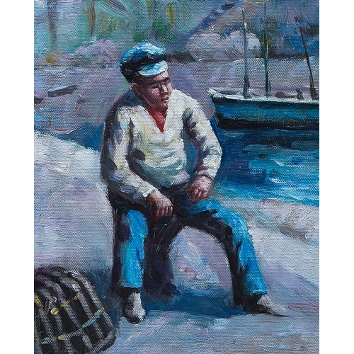 821 - Attributed to Arthur Hayward (1889-1962)
Fisherman, St Ives
oil on board, 25 x 20cm, framed