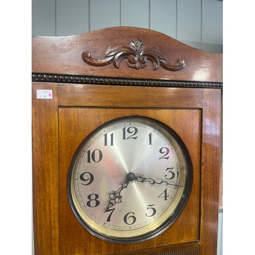 837 - A 20th Century mahogany longcase clock, circa 1930s, the silvered dial with Arabic numerals, glazed ... 