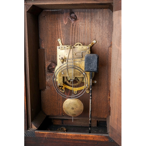 842 - A Continental mantle clock, with 8 day movement and coiled gong, in Architectural style walnut case ... 