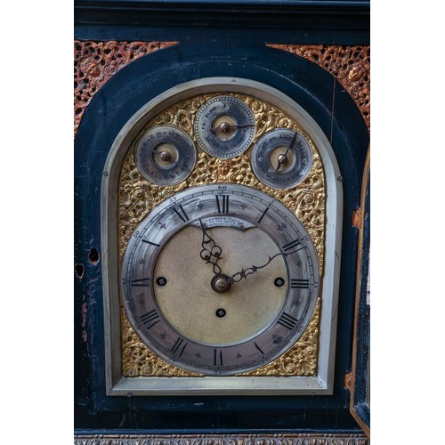 848 - A late 19th century Howell & James ebonised and gilt metal bracket clock, eight day movement, caddy ... 