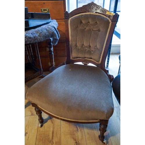 857 - A pair of  late 19th\early 20th Century mahogany framed large (library) armchair and matching side \... 