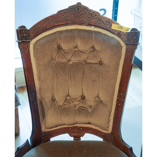 857 - A pair of  late 19th\early 20th Century mahogany framed large (library) armchair and matching side \... 