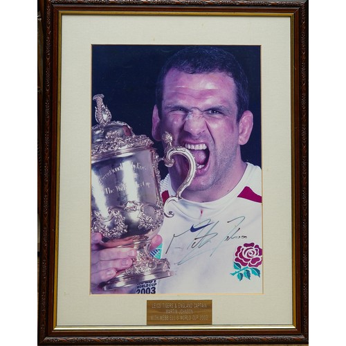 741 - Large collection of Leicester Tigers signed prints and photographs including 4 of Martin Johnson, al... 