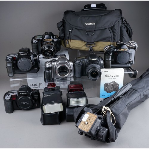 663 - A collection of Canon Cameras to include a Canon EOS 20D camera with a 18-55mm EF-S f5-5.6, a Canon ... 