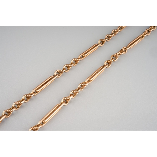 8 - A 9ct gold trombone-link watch chain, approx 53cm long, gross weight approx 32.3g