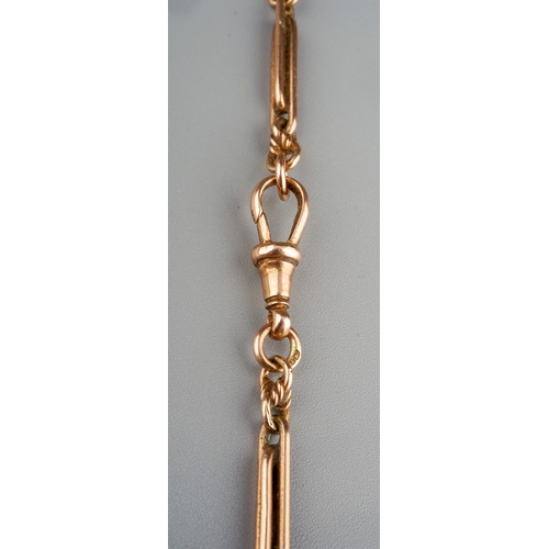 8 - A 9ct gold trombone-link watch chain, approx 53cm long, gross weight approx 32.3g