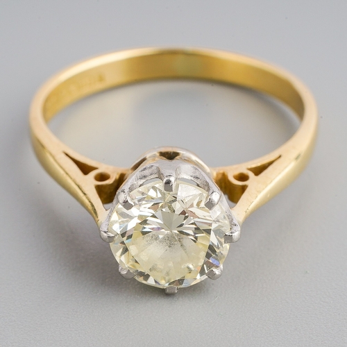 16 - An 18ct yellow gold and diamond solitaire ring, set with a round brilliant-cut diamond appprox 1.20c... 