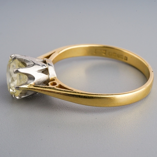 16 - An 18ct yellow gold and diamond solitaire ring, set with a round brilliant-cut diamond appprox 1.20c... 