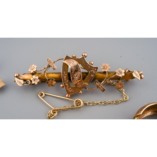 24 - A collection of 9ct gold, including earrings, pendants, brooch, total gross weight approx 9.5g; toge... 