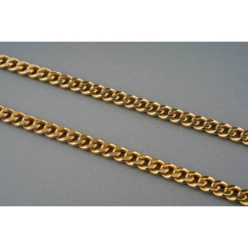 32 - A 14K yellow gold flat curb-link chain, approx 60cm long, gross weight approx 15.4g