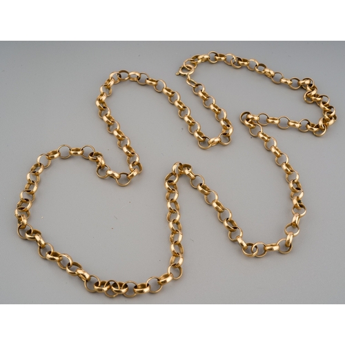 38 - A 9ct yellow gold belcher link chain, approx 64.5cm long, total gross weight approx 18.4g