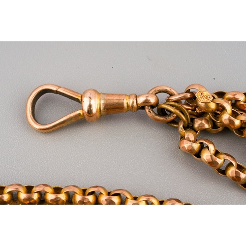 49 - A 9ct yellow gold guard chain, converted to a short necklace, total gross weight approx 29.8g