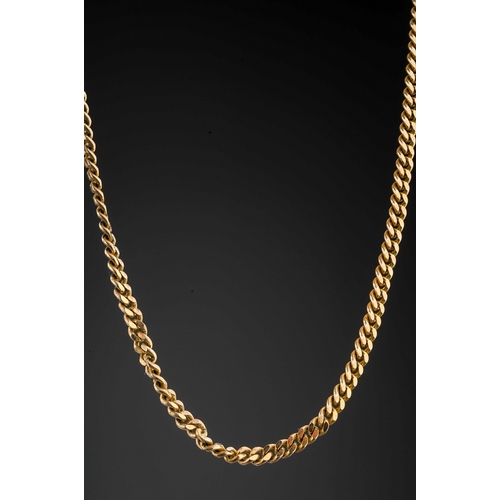 50 - A 9ct yellow gold flat curb-link chain, approx 60cm long, total gross weight approx 10g