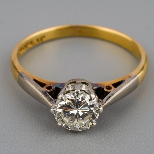 55 - An 18ct yellow gold and diamond solitaire ring, set with a round brilliant-cut diamond approx 0.5ct,... 