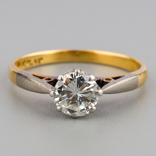 55 - An 18ct yellow gold and diamond solitaire ring, set with a round brilliant-cut diamond approx 0.5ct,... 