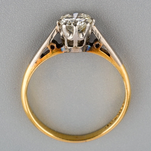 55 - An 18ct yellow gold and diamond solitaire ring, set with a round brilliant-cut diamond approx 0.5ct,... 